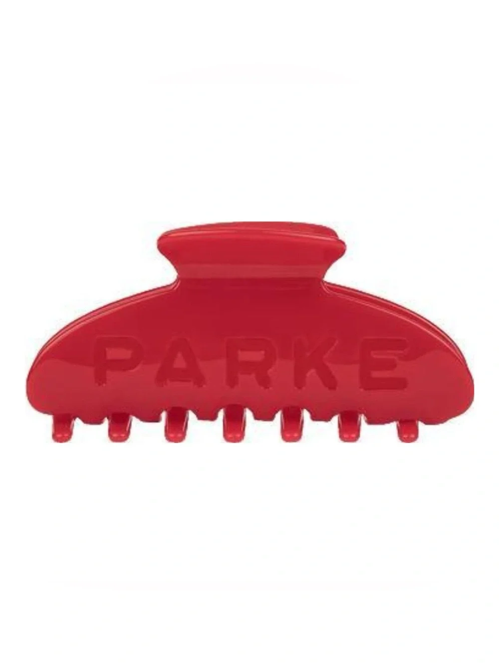 New Parke Bright Red Crimson Claw Clip with Gray Pouch